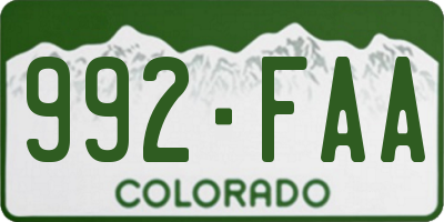 CO license plate 992FAA