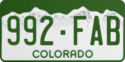 CO license plate 992FAB