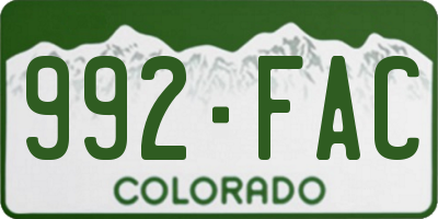 CO license plate 992FAC