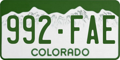 CO license plate 992FAE