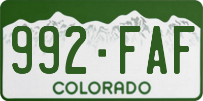 CO license plate 992FAF