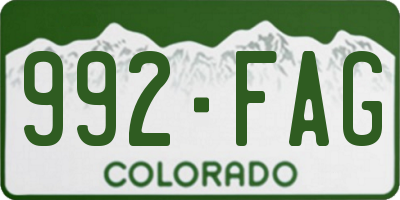 CO license plate 992FAG