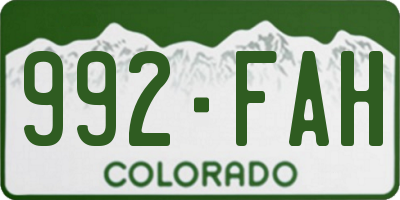 CO license plate 992FAH