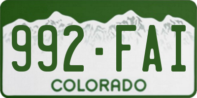 CO license plate 992FAI
