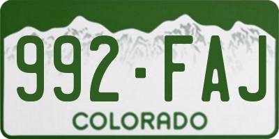 CO license plate 992FAJ
