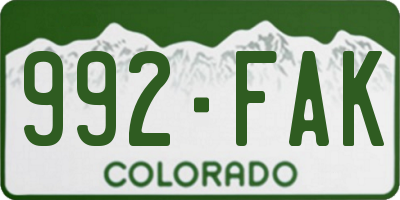 CO license plate 992FAK