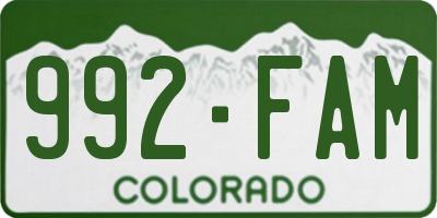 CO license plate 992FAM