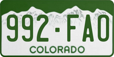 CO license plate 992FAO