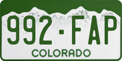 CO license plate 992FAP