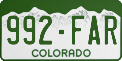 CO license plate 992FAR