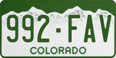 CO license plate 992FAV