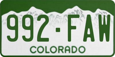 CO license plate 992FAW