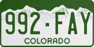 CO license plate 992FAY