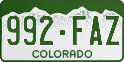 CO license plate 992FAZ