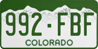 CO license plate 992FBF