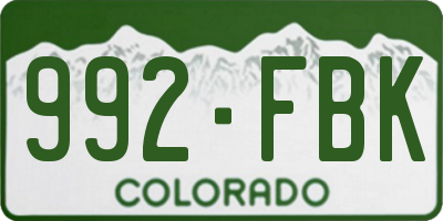 CO license plate 992FBK