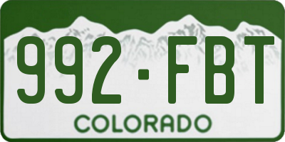 CO license plate 992FBT