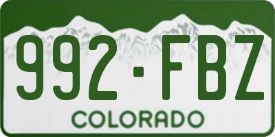CO license plate 992FBZ