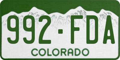 CO license plate 992FDA