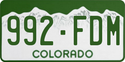 CO license plate 992FDM
