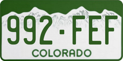 CO license plate 992FEF