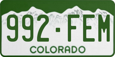 CO license plate 992FEM