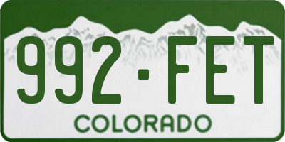 CO license plate 992FET
