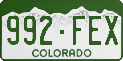 CO license plate 992FEX