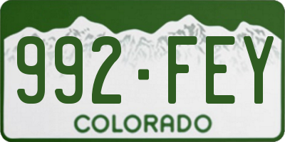 CO license plate 992FEY