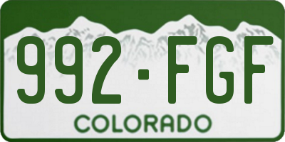 CO license plate 992FGF