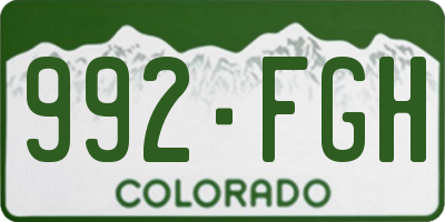 CO license plate 992FGH