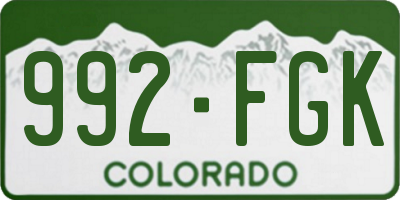 CO license plate 992FGK