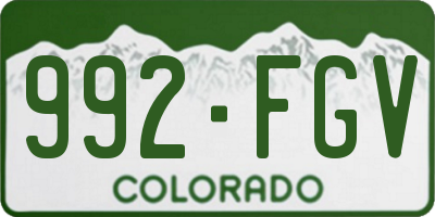 CO license plate 992FGV