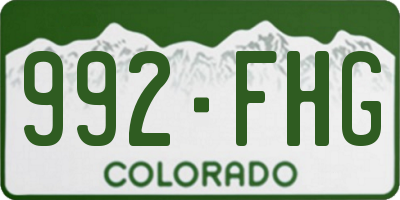 CO license plate 992FHG