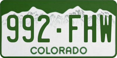 CO license plate 992FHW