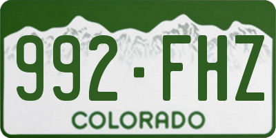 CO license plate 992FHZ