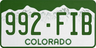 CO license plate 992FIB