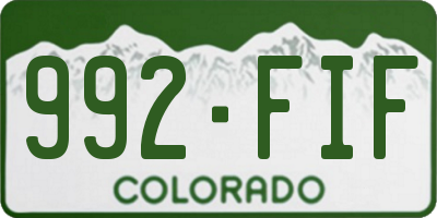 CO license plate 992FIF
