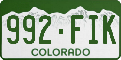 CO license plate 992FIK