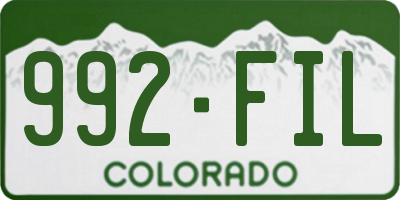 CO license plate 992FIL