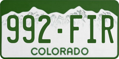 CO license plate 992FIR