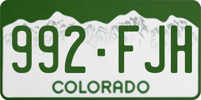 CO license plate 992FJH