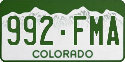 CO license plate 992FMA