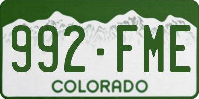 CO license plate 992FME