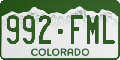 CO license plate 992FML