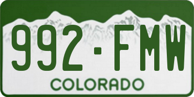 CO license plate 992FMW