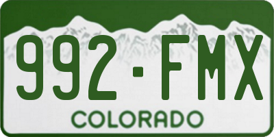 CO license plate 992FMX
