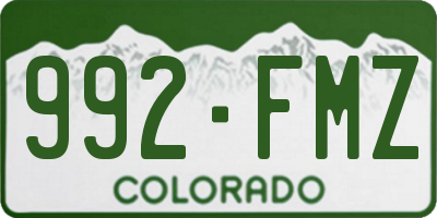 CO license plate 992FMZ