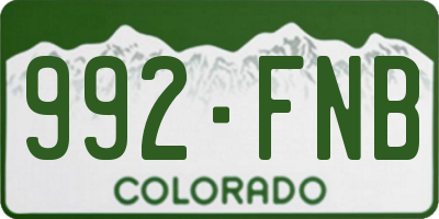 CO license plate 992FNB