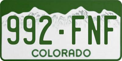 CO license plate 992FNF